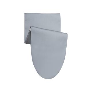 An image of House of York's Sharpened Shape ironing board cover. The heat resistant cover is silver in colour and is partly folded over in the front. It feautures a visibly sharper shape.